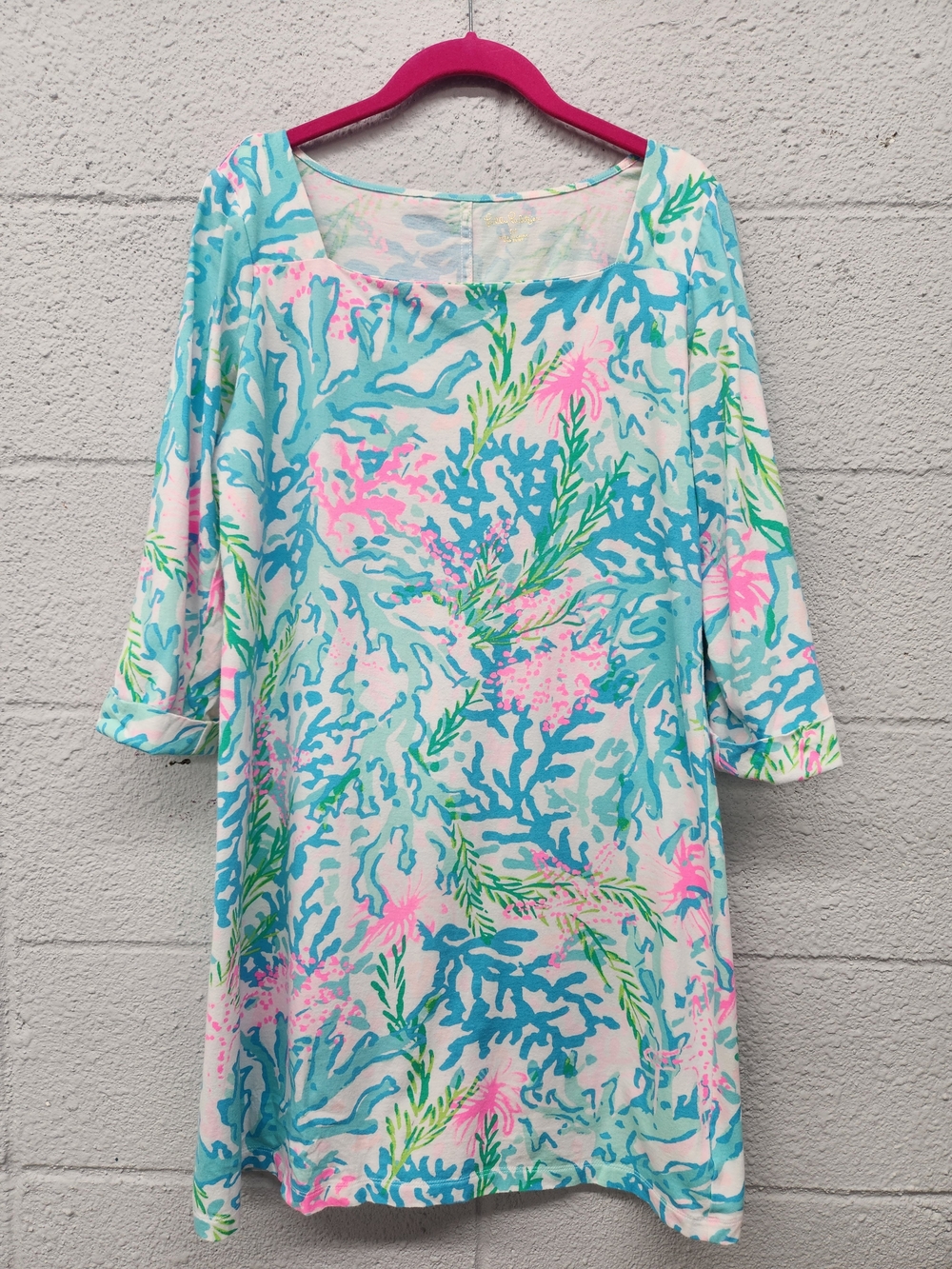 Lilly Pulitzer Pastel Floral Scoop Neck Top - Blue, Pink, Green